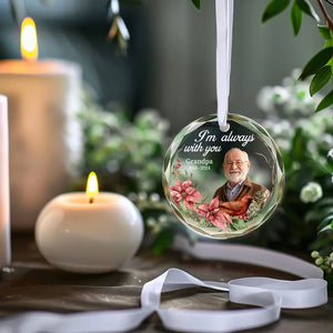 Photo personnalisée très aimée, profondément regrettée - Ornement en verre circulaire personnalisé commémoratif - Cadeau de condoléances pour les membres de la famille