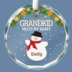Mes petits-enfants font fondre mon cœur ! Décoration de Noël personnalisée en verre avec cercle ! Cadeau pour grand-mère
