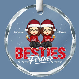 Câlins de vacances à ma meilleure amie - Ornement en verre personnalisé en forme de cercle - Cadeau de Noël pour meilleures amies, meilleures amies, sœurs
