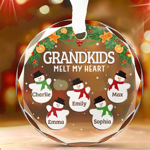 Mes petits-enfants font fondre mon cœur ! Décoration de Noël personnalisée en verre avec cercle ! Cadeau pour grand-mère