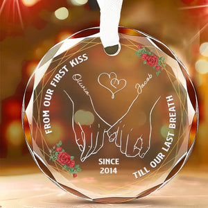 De notre premier baiser jusqu'à notre dernier souffle - Ornement en verre personnalisé pour couple - Cadeau pour mari et femme, anniversaire