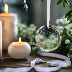 De notre premier baiser jusqu'à notre dernier souffle - Ornement en verre personnalisé pour couple - Cadeau pour mari et femme, anniversaire