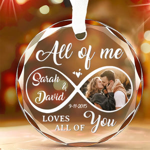 Photo personnalisée « Tout de moi, tout de toi » – Ornement en verre rond personnalisé pour couple – Cadeau pour mari et femme, anniversaire