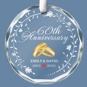 Joyeux anniversaire à l'amour de ma vie - Ornement en verre rond personnalisé pour couple - Cadeau pour mari et femme, anniversaire
