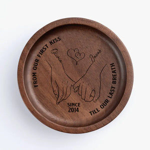 De notre premier baiser jusqu'à notre dernier souffle - Plat à bijoux en bois personnalisé pour couple - Cadeau pour mari et femme, anniversaire