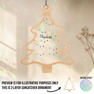 Guirlandes lumineuses pour les nuits d'hiver - Attrape-soleil personnalisé pour fenêtre - Cadeau de Noël pour les membres de la famille