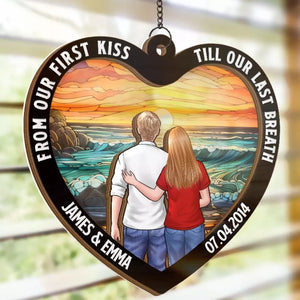 Mon histoire d'amour préférée est la nôtre - Attrape-soleil personnalisé pour fenêtre - Cadeau pour mari et femme, anniversaire