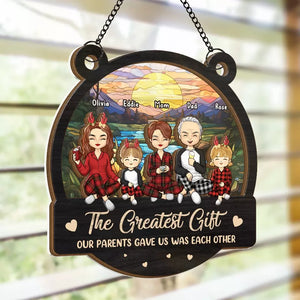 La magie de Noël, c'est la famille ! Attrape-soleil personnalisé à suspendre à la fenêtre ! Cadeau de Noël pour les membres de la famille