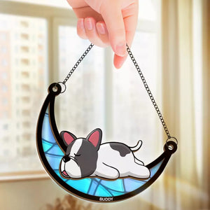 Traverser le pont arc-en-ciel, laisser des empreintes dans nos cœurs - Attrape-soleil personnalisé à suspendre à une fenêtre - Cadeau de condoléances pour les propriétaires et les amoureux des animaux