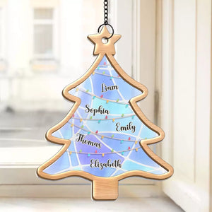 Mon cœur est avec ma famille - Attrape-soleil personnalisé à suspendre à la fenêtre - Cadeau de Noël pour les membres de la famille