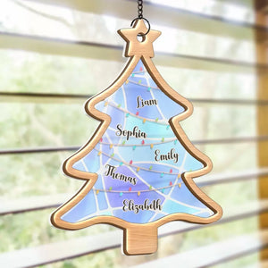 Mon cœur est avec ma famille - Attrape-soleil personnalisé à suspendre à la fenêtre - Cadeau de Noël pour les membres de la famille