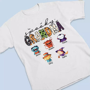 Grand-mère effrayante appartient à ces enfants - T-shirt, sweat à capuche et sweat-shirt unisexe personnalisé pour la famille - Cadeau d'Halloween pour maman et grand-mère