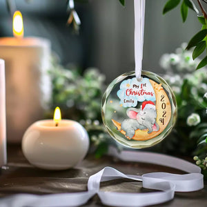 Tu fais partie de moi, mon petit - Ornement en verre personnalisé en forme de cercle familial - Cadeau de Noël pour bébé, enfant, nouveau-né