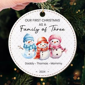 La famille s'agrandit avec l'arrivée d'un nouveau-né - Décoration de Noël personnalisée en cuir - Cadeau pour les membres de la famille, les bébés et les nouveau-nés
