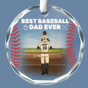 Meilleur papa de baseball de tous les temps - Décoration de Noël en verre personnalisée pour la famille - Cadeau pour les membres de la famille, les amateurs de sport et les joueurs de sport