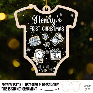 First Christmas - Family Personalized Custom 3 Layers Shaker Ornament - Christmas Gift For Baby Kids, Newborn Baby