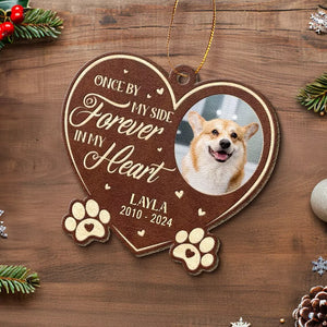 Photo personnalisée que vous avez laissée sur mon cœur - Ornement en cuir personnalisé commémoratif - Cadeau de Noël, cadeau de condoléances pour les propriétaires d'animaux et les amoureux des animaux