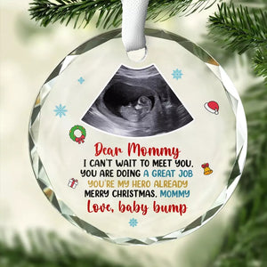 Photo personnalisée « Maman, tu es mon héroïne » – Ornement en verre rond personnalisé pour la famille – Cadeau de Noël pour bébé, enfant et nouveau-né