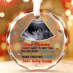 Photo personnalisée « Maman, tu es mon héroïne » – Ornement en verre rond personnalisé pour la famille – Cadeau de Noël pour bébé, enfant et nouveau-né