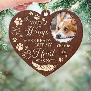 Photo personnalisée « Une empreinte de patte sur mon cœur » – Ornement commémoratif personnalisé en cuir – Cadeau de Noël, cadeau de condoléances pour les propriétaires d'animaux et les amoureux des animaux