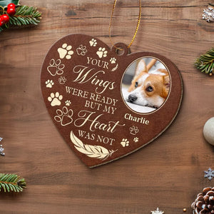 Photo personnalisée « Une empreinte de patte sur mon cœur » – Ornement commémoratif personnalisé en cuir – Cadeau de Noël, cadeau de condoléances pour les propriétaires d'animaux et les amoureux des animaux