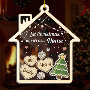 Premier Noël dans notre nouvelle maison - Ornement personnalisé à 3 étages pour couple - Cadeau de Noël pour mari et femme, anniversaire, premier Noël