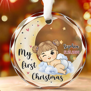 Joy To The World - Décoration de Noël personnalisée en verre avec cercle - Cadeau de Noël pour bébé, enfant et nouveau-né