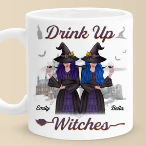 Drink Up Witches - Mug personnalisé Bestie - Cadeau d'Halloween pour meilleures amies, meilleures amies, sœurs
