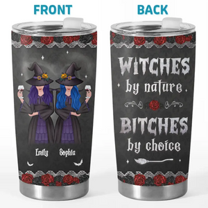 Sorcières par nature - Gobelet personnalisé Bestie - Cadeau d'Halloween pour meilleures amies, meilleures amies, sœurs