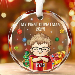 Que vos journées soient joyeuses et lumineuses - Ornement en verre personnalisé en forme de cercle pour la famille - Cadeau de Noël pour bébé, enfant, nouveau-né