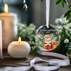 Que vos journées soient joyeuses et lumineuses - Ornement en verre personnalisé en forme de cercle pour la famille - Cadeau de Noël pour bébé, enfant, nouveau-né