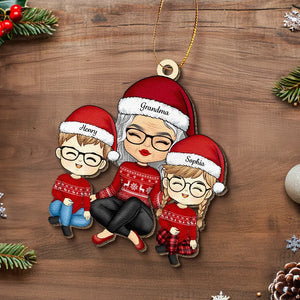 Grand-mère, nous te souhaitons un joyeux Noël - Ornement en cuir personnalisé pour la famille - Cadeau de Noël pour grand-mère