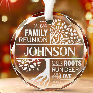 Nos racines sont profondes, notre amour est plus profond encore - Ornement en verre personnalisé en forme de cercle pour la famille - Cadeau de Noël pour les membres de la famille