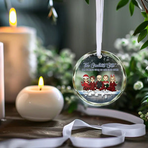 Le plus beau cadeau que nos parents nous ont offert – Ornement en verre personnalisé en forme de cercle pour la famille – Cadeau de Noël pour les membres de la famille