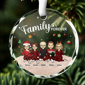 La famille illumine les fêtes - Décoration de Noël personnalisée en verre avec cercle - Cadeau de Noël pour les membres de la famille