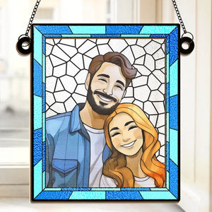 Photo personnalisée « Je t'aime encore plus chaque jour » – Ornement attrape-soleil personnalisé à suspendre à la fenêtre – Cadeau pour mari et femme, anniversaire