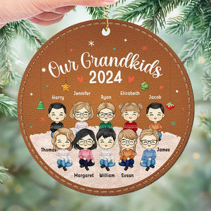 Nos petits-enfants - Ornement en cuir personnalisé pour la famille - Cadeau de Noël pour grand-mère