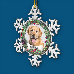 Photo personnalisée « Pattes au paradis, à jamais dans nos cœurs » - Ornement commémoratif personnalisé - Forme personnalisée en métal - Cadeau de condoléances, cadeau de Noël pour propriétaires d'animaux et amoureux des animaux