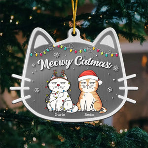 Parfaitement festif et joyeux - Ornement personnalisé en forme de chat - Métal sur mesure - Cadeau de Noël pour les propriétaires et les amoureux des animaux