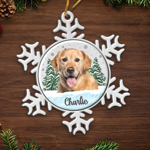 Photo personnalisée « Tu vis toujours dans mon cœur » - Ornement commémoratif personnalisé - Forme personnalisée en métal - Cadeau de condoléances, cadeau de Noël pour les propriétaires d'animaux de compagnie et les amoureux des animaux