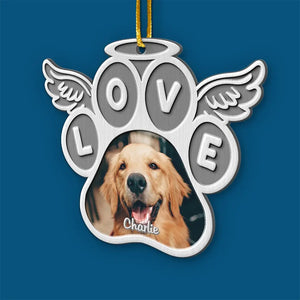 Photo personnalisée « Nous restons à jamais liés » - Ornement commémoratif personnalisé - Forme personnalisée en métal - Cadeau de condoléances, cadeau de Noël pour les propriétaires d'animaux de compagnie et les amoureux des animaux