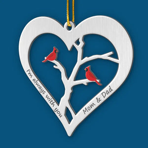 Les cardinaux apparaissent à proximité des anges - Ornement commémoratif personnalisé - Forme en métal personnalisée - Cadeau de condoléances, cadeau de Noël pour les membres de la famille