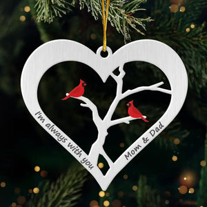 Les cardinaux apparaissent à proximité des anges - Ornement commémoratif personnalisé - Forme en métal personnalisée - Cadeau de condoléances, cadeau de Noël pour les membres de la famille