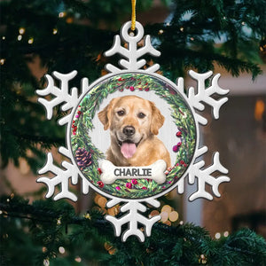 Photo personnalisée « Pattes au paradis, à jamais dans nos cœurs » - Ornement commémoratif personnalisé - Forme personnalisée en métal - Cadeau de condoléances, cadeau de Noël pour propriétaires d'animaux et amoureux des animaux