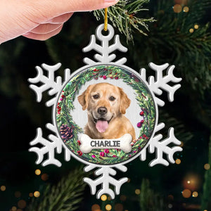 Photo personnalisée « Pattes au paradis, à jamais dans nos cœurs » - Ornement commémoratif personnalisé - Forme personnalisée en métal - Cadeau de condoléances, cadeau de Noël pour propriétaires d'animaux et amoureux des animaux