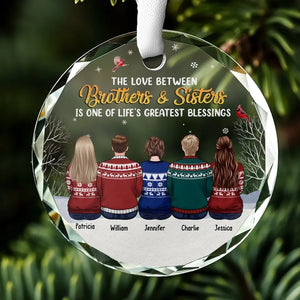 L'amour entre frères et sœurs - Ornement en verre personnalisé pour la famille - Cadeau de Noël pour les membres de la famille