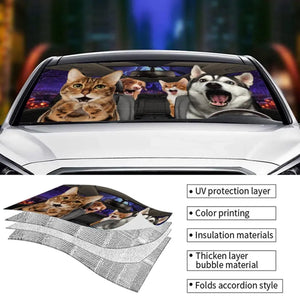 Les animaux de compagnie font partie de la famille et embellissent la vie ! Pare-soleil personnalisé pour pare-brise de voiture, protection de vitre de voiture, cadeau d'Halloween pour propriétaires et amoureux des animaux.
