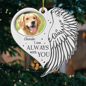 Photo personnalisée liée par les souvenirs, unie par l'amour - Ornement commémoratif personnalisé - Forme en métal personnalisée - Cadeau de condoléances, cadeau de Noël pour propriétaires d'animaux et amoureux des animaux