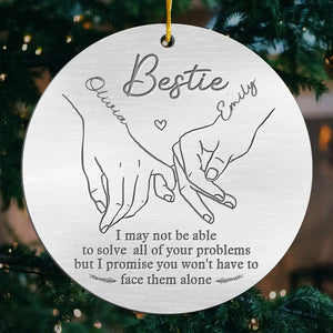 Main dans la main, nous conquérons tout - Ornement personnalisé Bestie - Forme personnalisée en métal - Cadeau de Noël pour meilleures amies, meilleures amies, sœurs
