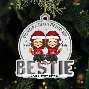 Félicitations pour être ma meilleure amie ! Ornement personnalisé pour meilleure amie ! Forme personnalisée en métal ! Cadeau de Noël pour meilleures amies, meilleures amies et sœurs.
